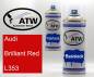 Preview: Audi, Brilliant Red, L353: 400ml Sprühdose + 400ml Klarlack - Set, von ATW Autoteile West.